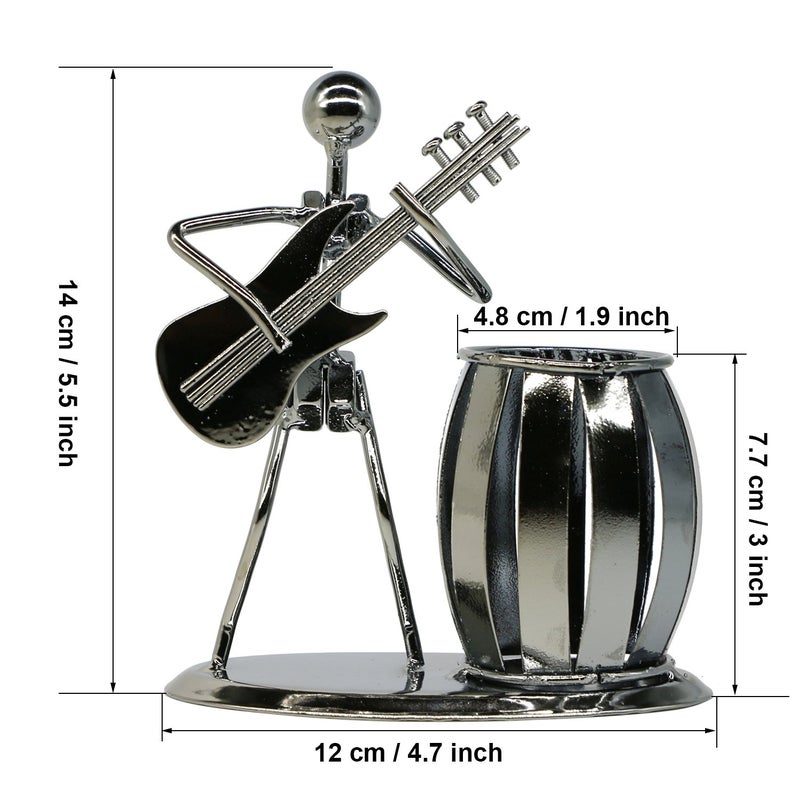 LepoHome Pen Holder for Desk, Guitar Style Pencil Holder for Men Gifts, Cute Metal Pen Cup for Office Decor Desktop Organizer Desk Accessories - Image 5